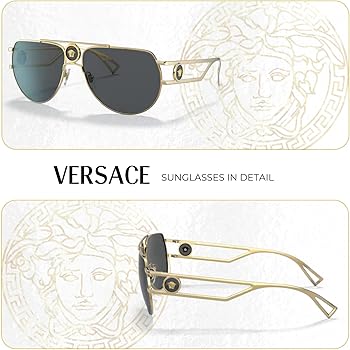 Amazon.com: Versace VE2231 100287 60MM Gold/Dark Grey Pilot